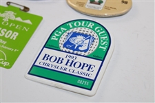 Seven (7) PGA Tour Badges - Buick Challenge, Pebble Pro-Am, Hope Classic, Northern Trust Open & Others