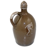 Antique Whiskey Jug Music Box With Sport Illustrations
