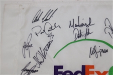 Rahm, Fowler, DJ, Hideki & 17 More Signed 2017 FedEx Cup Embroidered Flag JSA ALOA