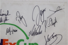 Rahm, Fowler, DJ, Hideki & 17 More Signed 2017 FedEx Cup Embroidered Flag JSA ALOA