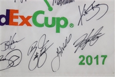 Rahm, Fowler, DJ, Hideki & 17 More Signed 2017 FedEx Cup Embroidered Flag JSA ALOA