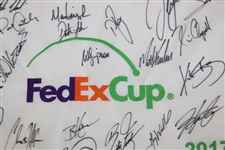 Rahm, Fowler, DJ, Hideki & 17 More Signed 2017 FedEx Cup Embroidered Flag JSA ALOA