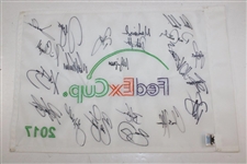 Rahm, Fowler, DJ, Hideki & 17 More Signed 2017 FedEx Cup Embroidered Flag JSA ALOA