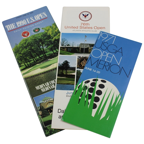 1971, 1976 & 1990 US Open Official Pairing Sheets