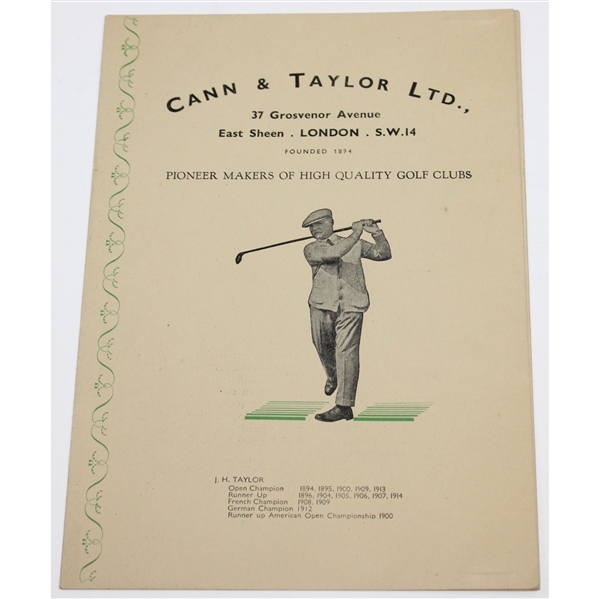 Cann & Taylor Pioneer Makers of High Quality Golf Clubs Booklet