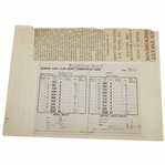 Bobby Locke Scorecard Dated 1936 & News Article