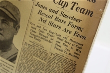 The Philadelphia Record Matted News Article Dated August 31, 1928 'Jones And Sweetser Reveal Rare Form' 1928 Walker Cup