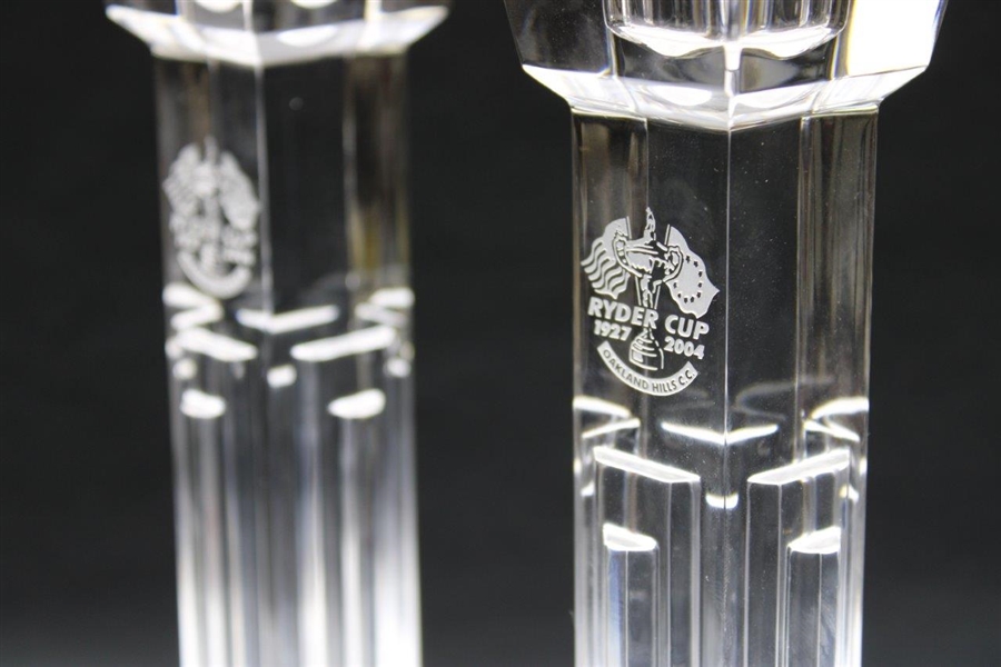 Captain Hal Sutton's 2004 Ryder Cup Team USA Waterford Crystal Candlestick Holders