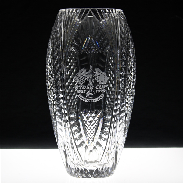 Hal Sutton's 1999 Ryder Cup at The Country Club Team USA Member Large Crystal Vase