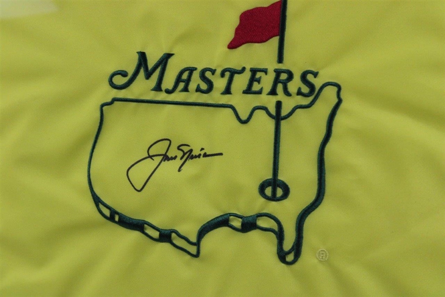Jack Nicklaus Signed Masters Flag w/1966 Masters SERIES Badge #22079 - Framed JSA #BB96464