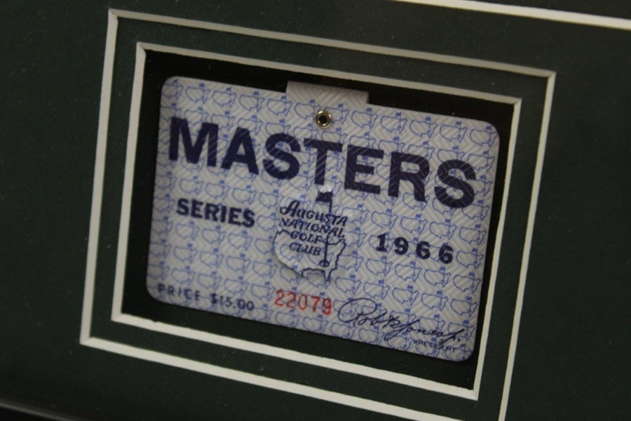 Jack Nicklaus Signed Masters Flag w/1966 Masters SERIES Badge #22079 - Framed JSA #BB96464