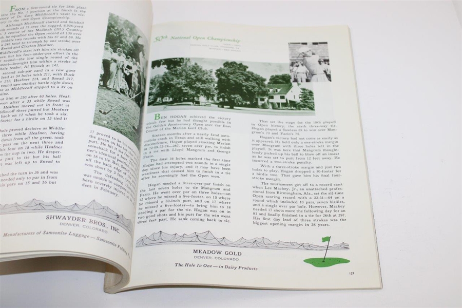 1960 US Open Championship at Cherry Hills CC Official Program - Arnold Palmer Winner
