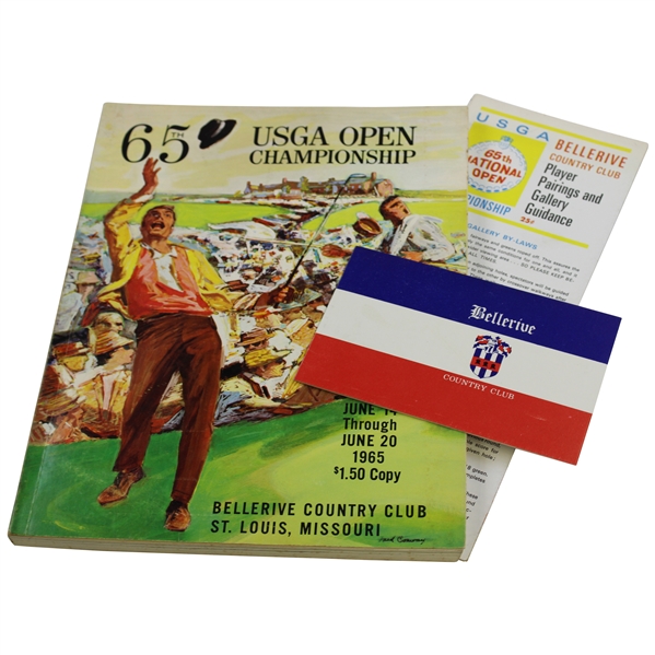 1965 US Open at Bellerive Country Club Program w/Scorecard & Pairing Sheet - Gary Player