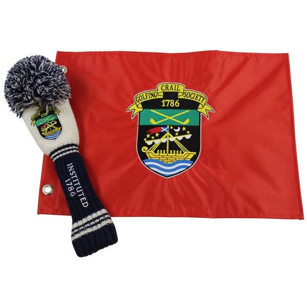 Crail Golfing Society Embroidered Flag w/Knit Instituted 1786 Logo Headcover