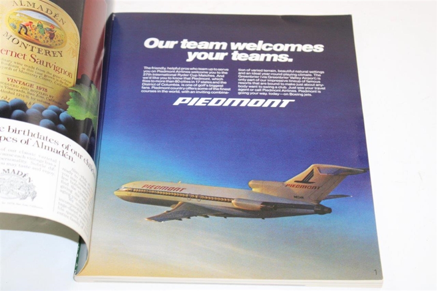 1979 Ryder Cup at The Greenbrier Official Program - USA 17-11