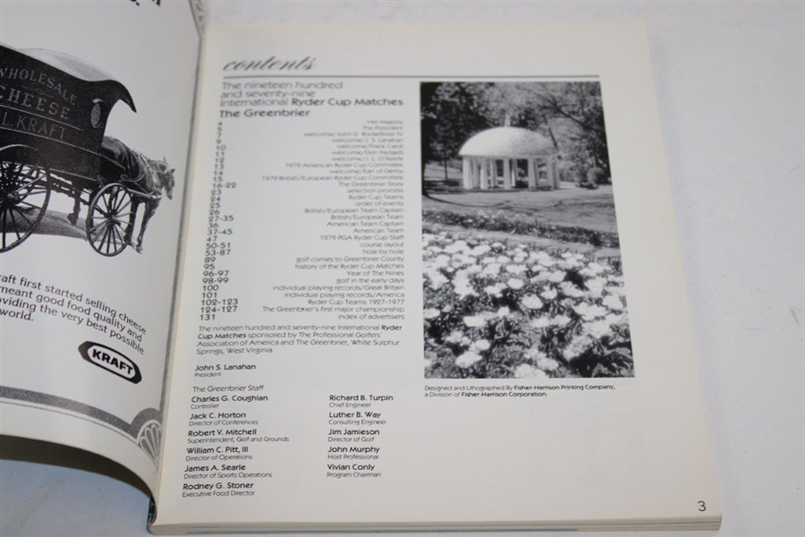 1979 Ryder Cup at The Greenbrier Official Program - USA 17-11