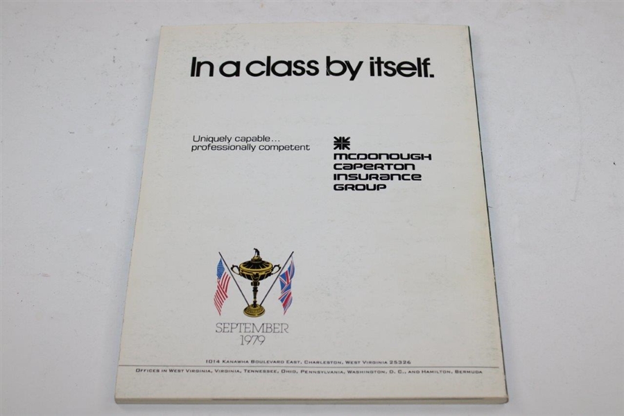 1979 Ryder Cup at The Greenbrier Official Program - USA 17-11