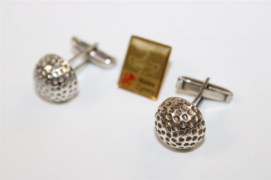 2010 Ryder Cup Wales Pin & Golf Ball Themed Cufflinks in Box