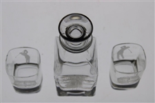 Olympia Fields Country Club Glass Decanter w/Two Shot Glasses in Box