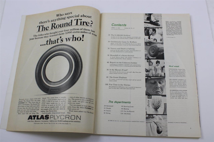 1966 Sports Illustrated 'The Masters: It's In The Bag' Magazine with Big 3 Cover