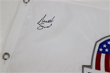 Martin Kaymer & Brandt Snedeker Signed 2012 Ryder Cup Embroidered Flag w/Ticket JSA ALOA