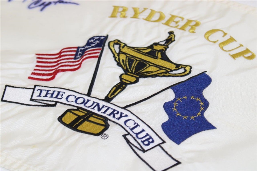 Captain Ben Crenshaw Signed 1999 Ryder Cup at The Country Club Embroidered Flag JSA ALOA