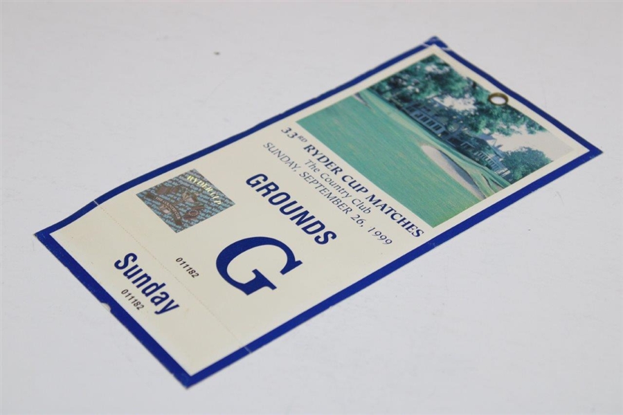 1999 Ryder Cup at The Country Club Clubhouse Photo Framed w/Sunday Grounds Ticket