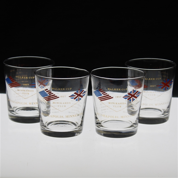 1957 Walker Cup at Minikahda Club Glasses w/Both Team Members - Set of Four (4)