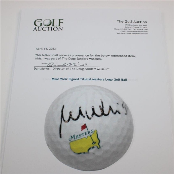 Mike Weir Signed Titleist Masters Logo Golf Ball JSA ALOA