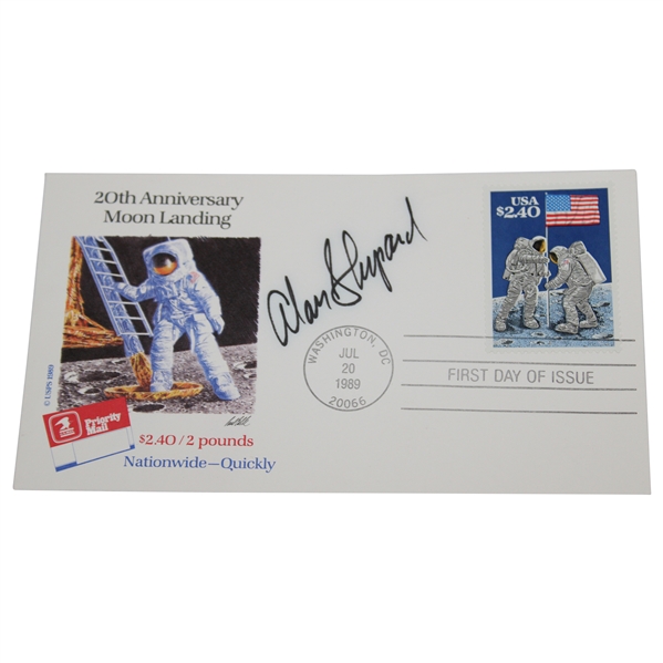 Astronaut Alan Shepard Signed 1989 20th Anniversary Moon Landing Cachet JSA ALOA