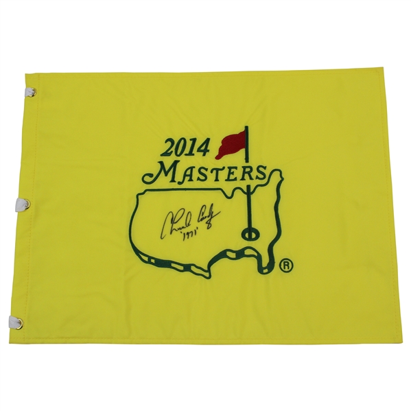 Charles Coody Signed 2014 Masters Embroidered Flag with 1971 JSA ALOA