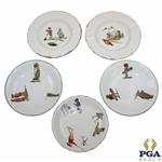 Five (5) Golf Themed Small Porcelain Dishes/Ashtrays