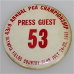1961 PGA Championship at Olympia Fields CC Press Guest #53 Badge