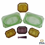 Five (5) Colorful Golf Themed Dishes/Trays/Ashtrays