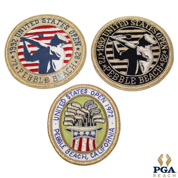 Three (3) US Open at Pebble Beach Crests - 1992 (x2) & 1972