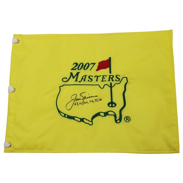 Jack Nicklaus Signed 2007 Masters Embroidered Flag with Years Won JSA ALOA