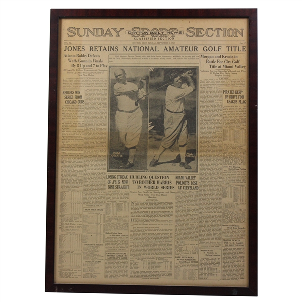 1925 Jones Retains National Amateur Golf Title Dayton Daily News Newspaper Page - September 6th