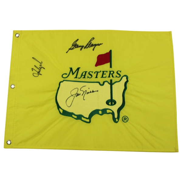 Jack Nicklaus, Couples & Player Signed 1997 Masters Embroidered Flag JSA ALOA