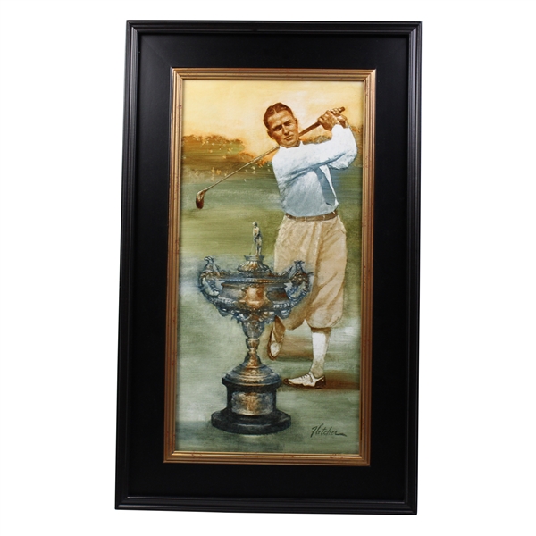 Original Bobby Jones Oil Painting w/ Havemeyer Trophy by Artist Robert Fletcher - Framed