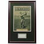 Bobby Jones Signed 1926 Mid Week Pictorial Presentation - Framed JSA Full LOA
