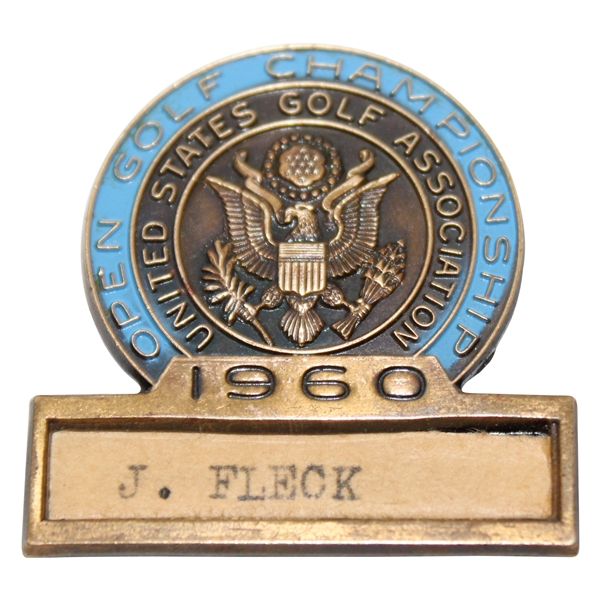 Jack Flecks 1960 US Open at Cherry Hills Contestant Badge (3rd Place) - Arnold Palmer Win 