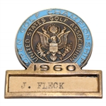 Jack Flecks 1960 US Open at Cherry Hills Contestant Badge (3rd Place) - Arnold Palmer Win 