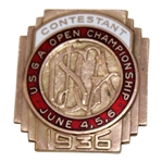 1936 US Open at Baltusrol Contestant Badge - Tony Manero Winner