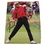 Early Tiger Woods Signed Stanford Red Shirt Fist Clench 1995 US Amateur Magazine Page JSA ALOA