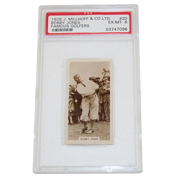 Bobby Jones 1928 J. Millhoff & Co. Ltd Famous Golfers Card #20 PSA Ex-Mt 6