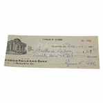 Ty Cobb Signed 1930 Personal Augusta, Georgia Check #702 To Southern Railway JSA ALOA
