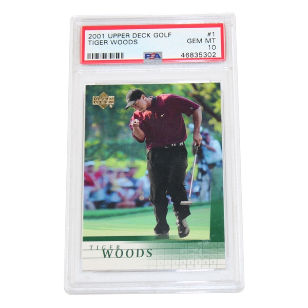 Tiger Woods 2001 Upper Deck Golf Golf Card #1 PSA GEM MT 10