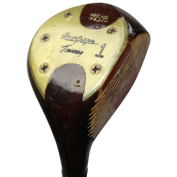 Gay Brewers Game Used MacGregor Tourney Reg. No. M43T Persimmon Driver with Shaft Sticker