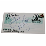 Seve Ballesteros, Jack Nicklaus & Nick Faldo Signed 1994 Oakmont Cachet JSA ALOA