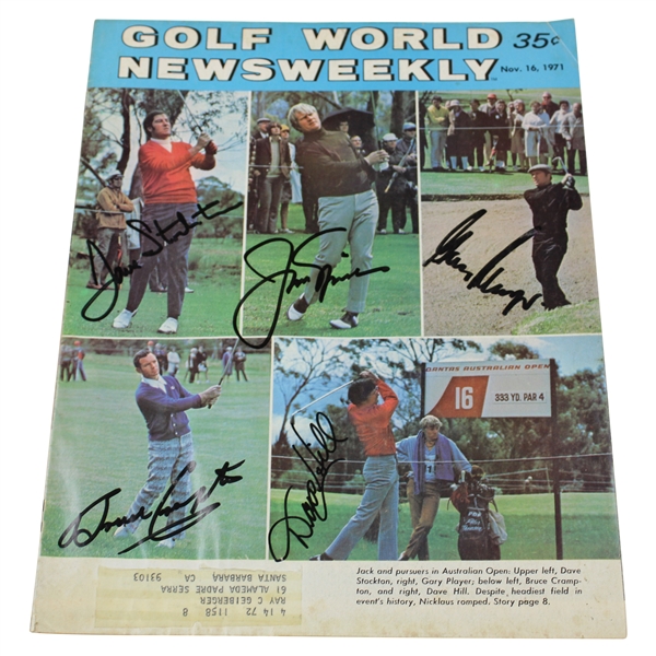 Nicklaus, Player, Stockton, Crampton & Hill Signed Golf World Newsweekly JSA ALOA